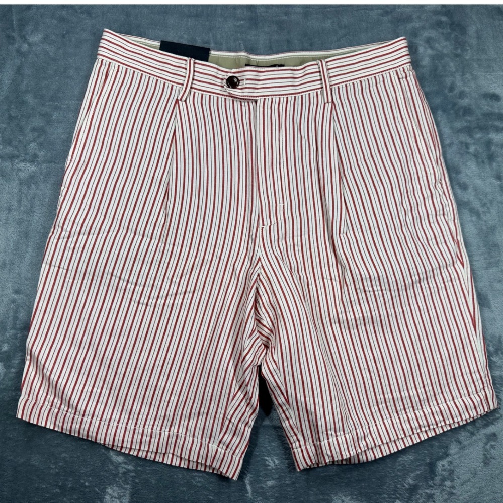 Banana Republic Mens 32 9" Easy Short Red White Striped Linen Cotton 856354-03-1